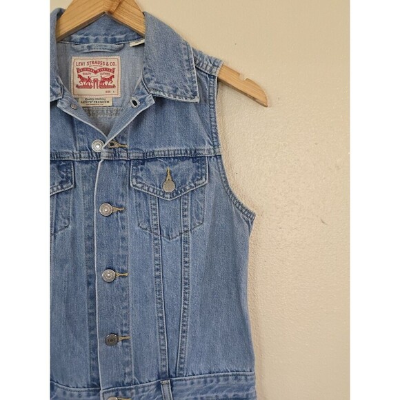 Levi's Sleeveless Jumpsuit Womens Size Small Button Down Premium Quality Blue - Picture 5 of 13
